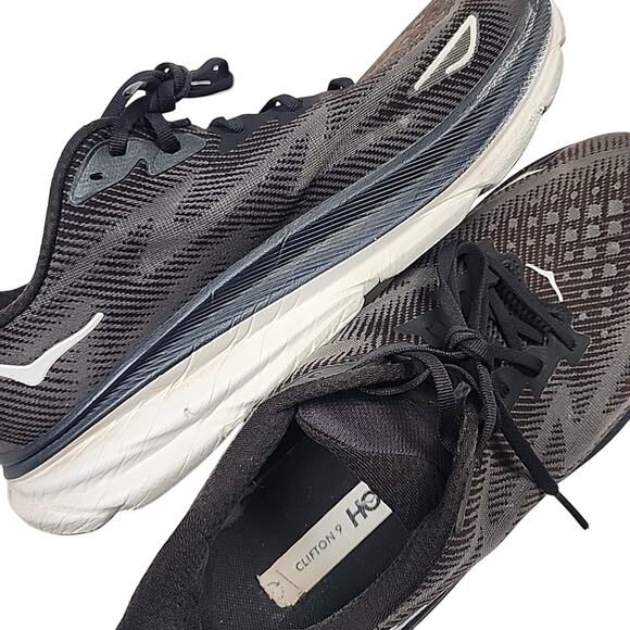 Hoka One One Clifton 9 Men\'s Black/White Running Shoes 1127895-BWHT – Size 13 D main image 5